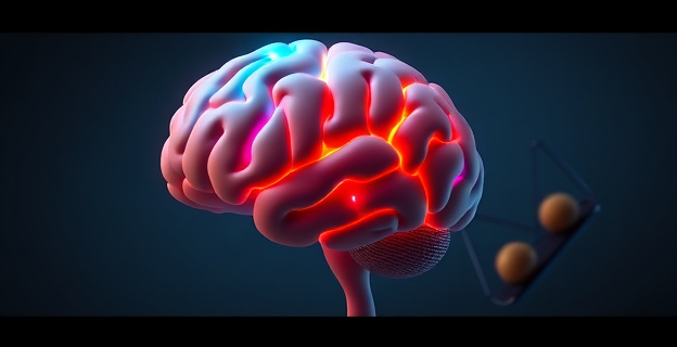 Imagen de un cerebro humano con diferentes secciones iluminadas representando distintas ideologías políticas, con un fondo que muestra una balanza entre pensamiento abierto y dogma.