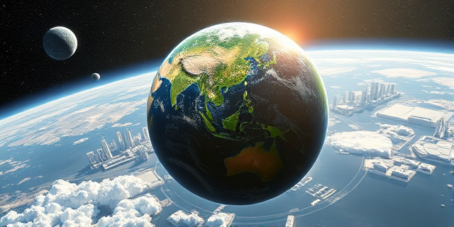 Un planeta con una biosfera próspera y una civilización tecnológica en equilibrio