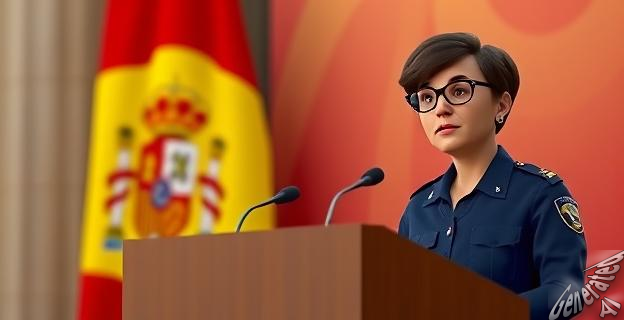 Imagen de Ione Belarra llegando a un juzgado con agentes de policía en el exterior