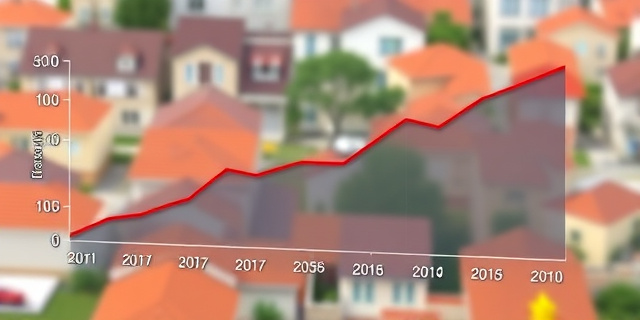 Un gráfico que muestra la evolución del PIB y el déficit público en España, con un fondo de edificios y viviendas