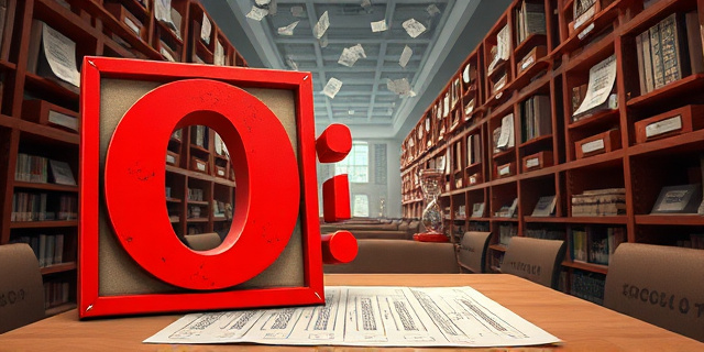 Una ilustración conceptual y satírica que muestra un examen escolar con un sello rojo gigante de 