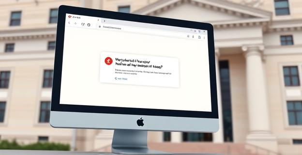 Una imagen de una pantalla de ordenador mostrando una página web saturada con un mensaje de error, con un fondo de un edificio institucional como el Banco de España.