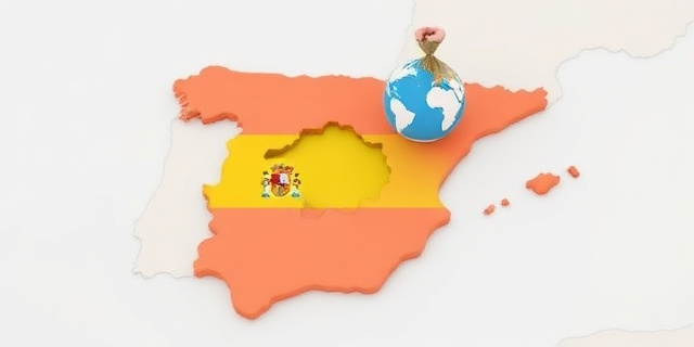 Una imagen de un mapa de España con un agujero en el centro, simbolizando la falta de inversión en los servicios públicos, mientras que en el exterior hay un globo terráqueo con una mano que sostiene una bolsa de dinero, representando la ayuda oficial al desarrollo