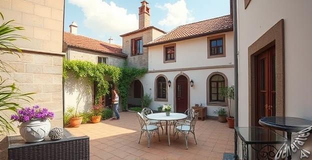 Una vivienda de 189 metros cuadrados en una zona histórica de Santiago de Compostela, con jardín y terraza.