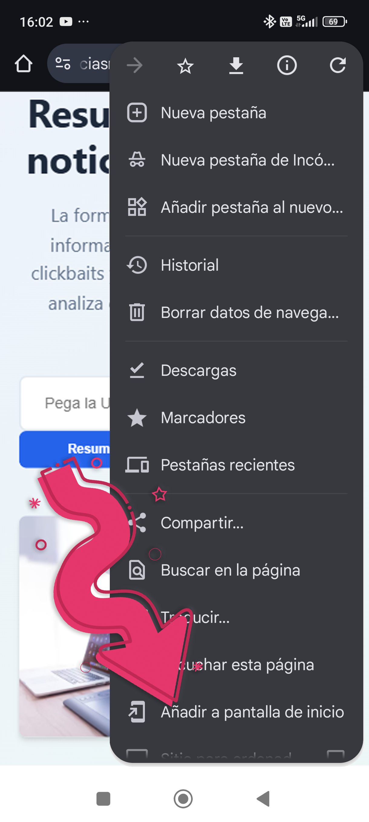 Paso 1: Menú del navegador